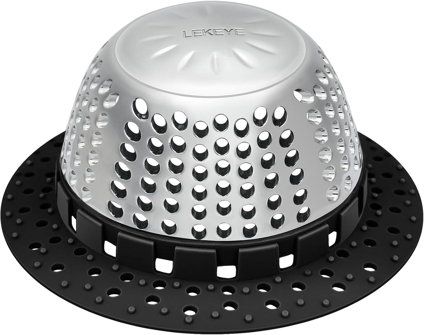 LEKEYE Shower Drain Hair Catcher/Bathtub Drain Cover/Drain Protector for Pop-Up & Regular Drains(Black)
