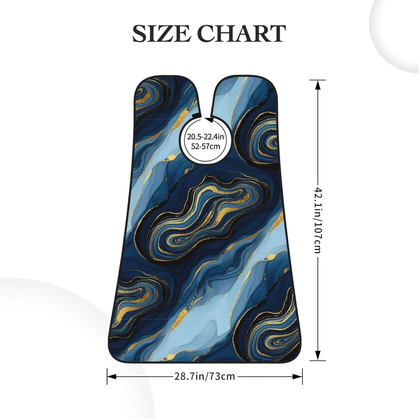 Adjustable Beard Bib, Non-Stick Hair Catcher Cape for Men's Shaving, Waterproof with 2 Suction Cups, Luxury Marble Texture Gold and Blue Shave Bib