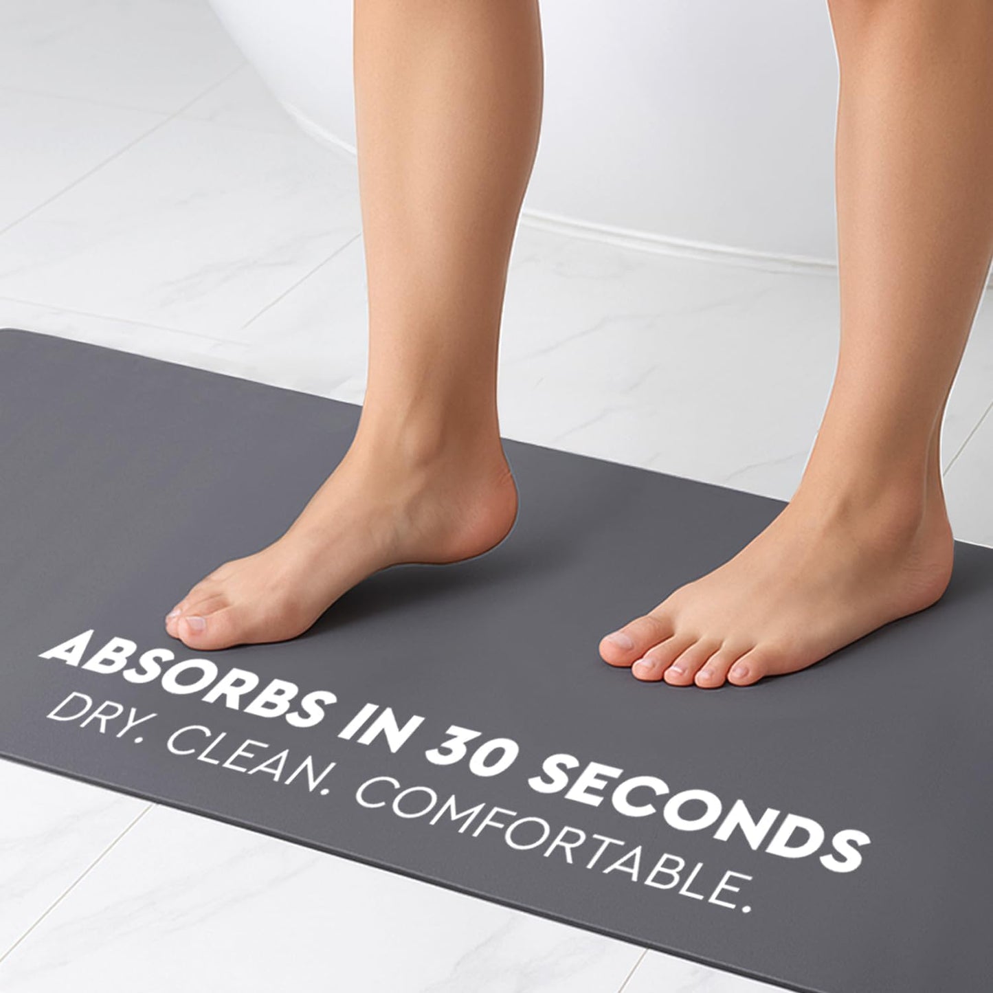 Homergy Bath Mat – Super‑Absorbent & Quick‑Dry with Non‑Slip Rubber Backing, Machine Washable & Odor Resistant – 24x48 in, Dark Gray