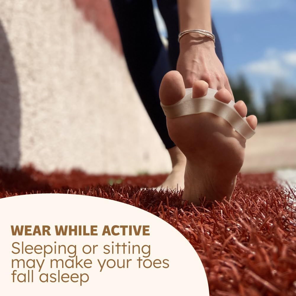 Awesome Toes Spacers & Separators, Fast Pain Relief from Hammertoe & Bunions, Two Pairs in Stylish Wooden Box, Latex-Free Rubber Toe Stretchers Used for Walking, Running & Yoga Practice