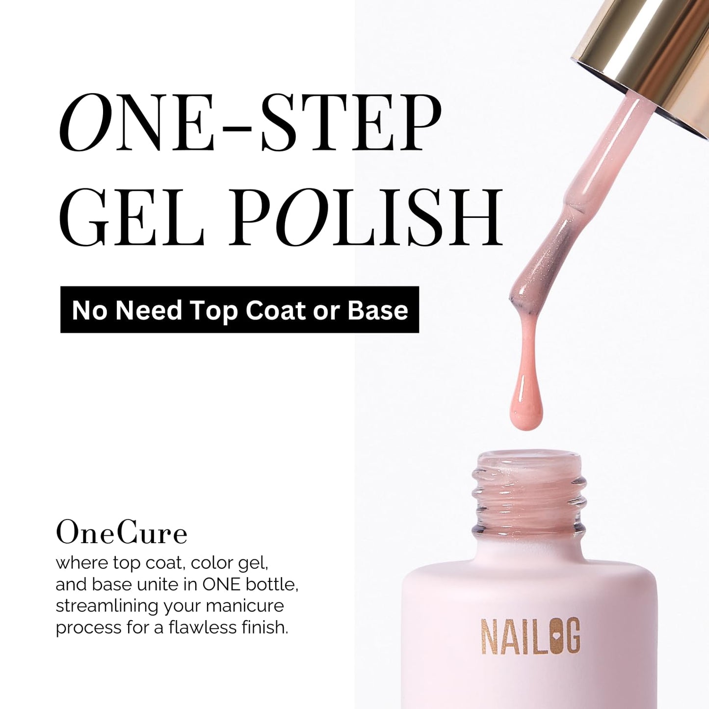 NAILOG One Step Gel Nail Polish 12ml Top Coat Color Gel Base 3-In-1 Formula Soak Off UV Gel Polish for Home DIY & Gifting | Grape