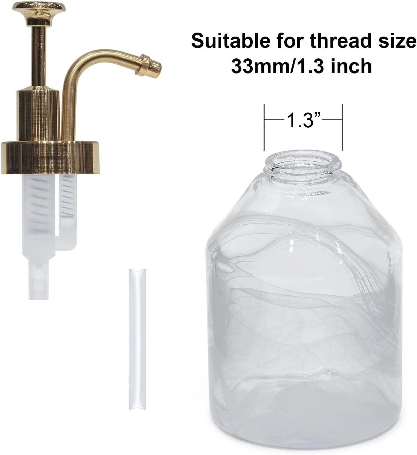 Soap&Lotion Dispensers Replacement Made of ABS Material,Smooth Action Oil Can Pump Head Suitable for Wider Mouth Bottle of 1.3 in (33 mm) Thread,Stylish Pump for Bottles DIY-Chrome Gold