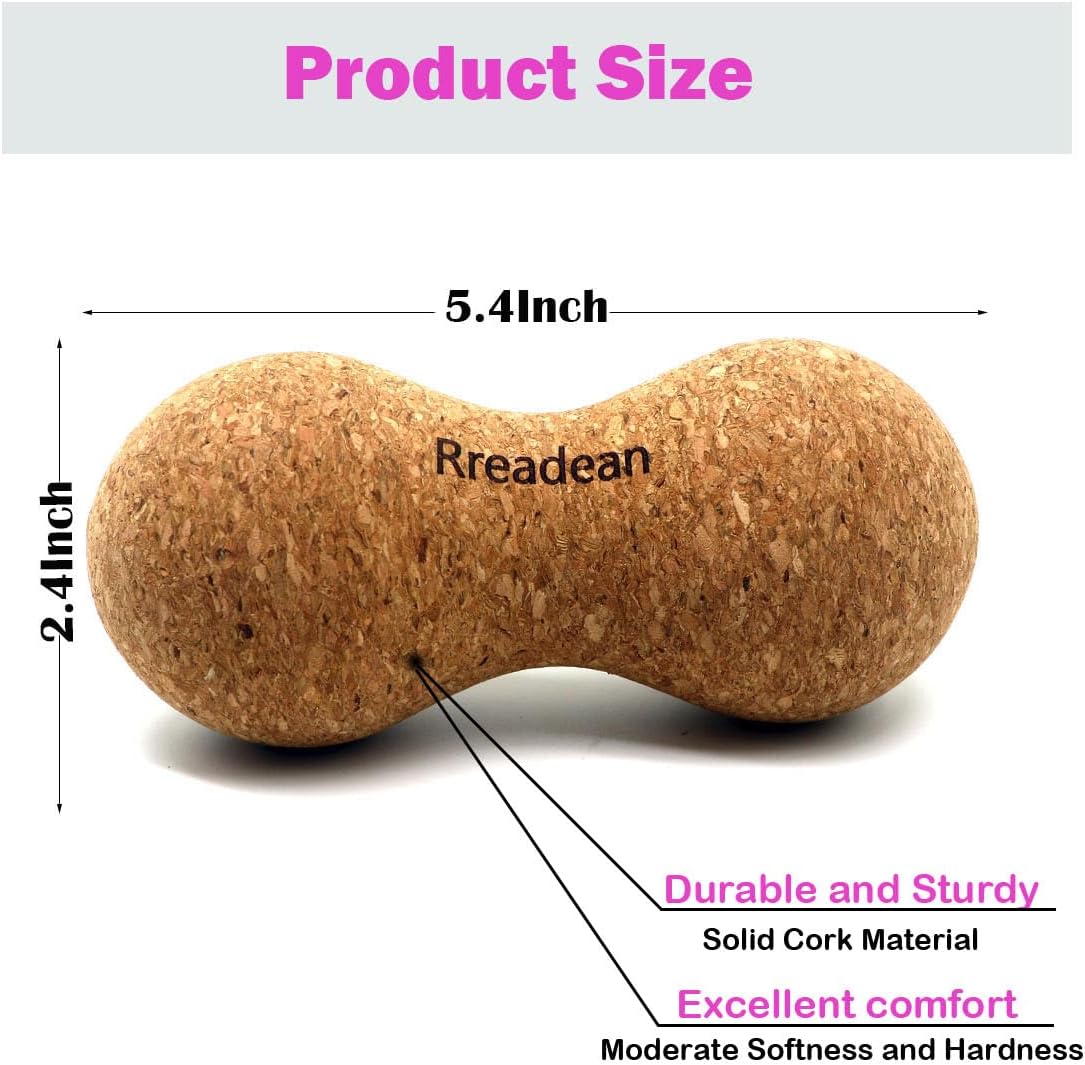 Cork Peanut Massage Ball, Lacrosse Ball Peanut Roller Massage for Rigger Point Therapy, Relax Muscles,Back Pain, Yoga & Posture Improvement