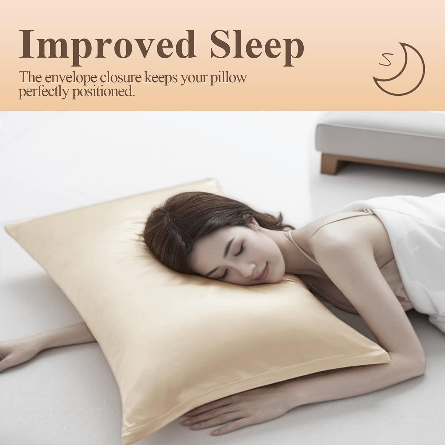 Juwenin Bedding,Super Soft and Luxury Silky Satin Pillowcase with Zipper (Silky Satin Pillow Case for Hair) Set of 2 (Camel, King(20''x36'))