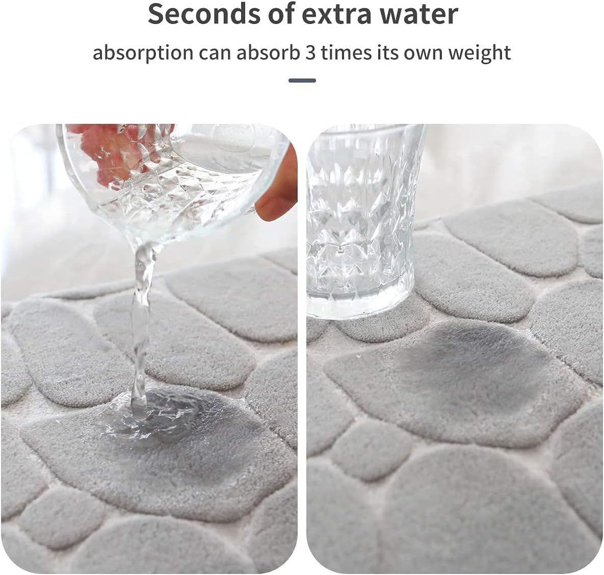 YIHOUSE Memory Foam Bath Mat Cobblestone Bathroom Rugs Super Water Absorbent Bath Mats for Bathroom Machine Washable Bath Rugs(24 x 36,Light Gray)