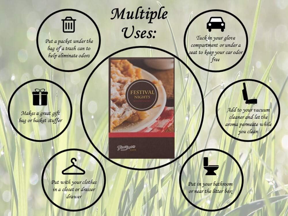 Festival Nights Scented Sachets Pack of 6, Spring and Summer - Long-Lasting Scented Bags, Home Fragrance, Air Freshener & Deodorizer for Closet, Room, Drawer, or Cars, Made in USA