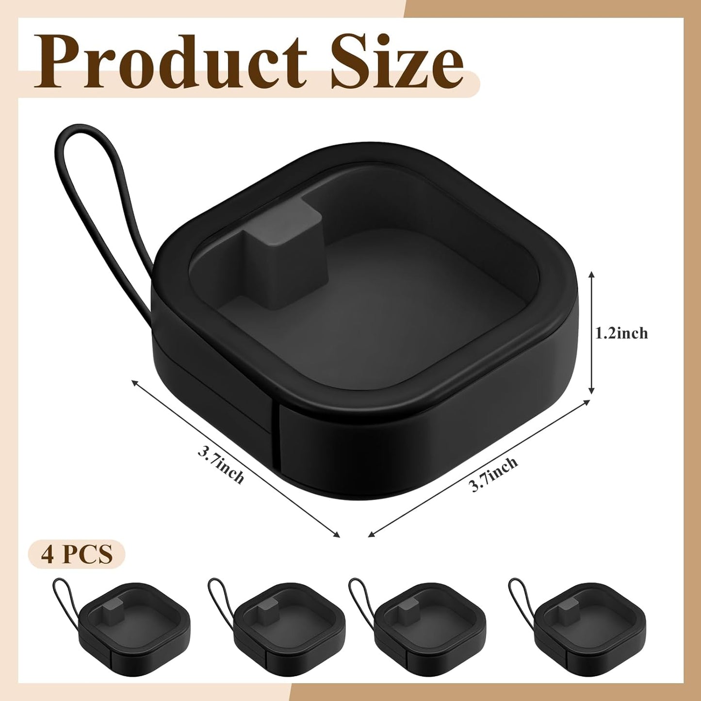 Kathfly 4 Pcs Black Hair Tie Organizer Portable Hair Accessory Storage Containers Stackable Tie Bobby Pin Holder Home Cotton Swab Dispenser Accessories Jewelry Organizer Box