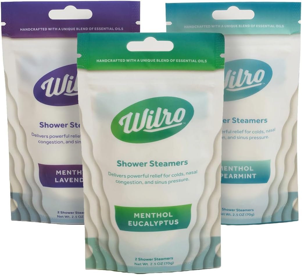 Wilro Soothing, Aromatic Shower Steamers, 3 Pack, Sampler Pack - 2 of Each Scent (6 Steamers)