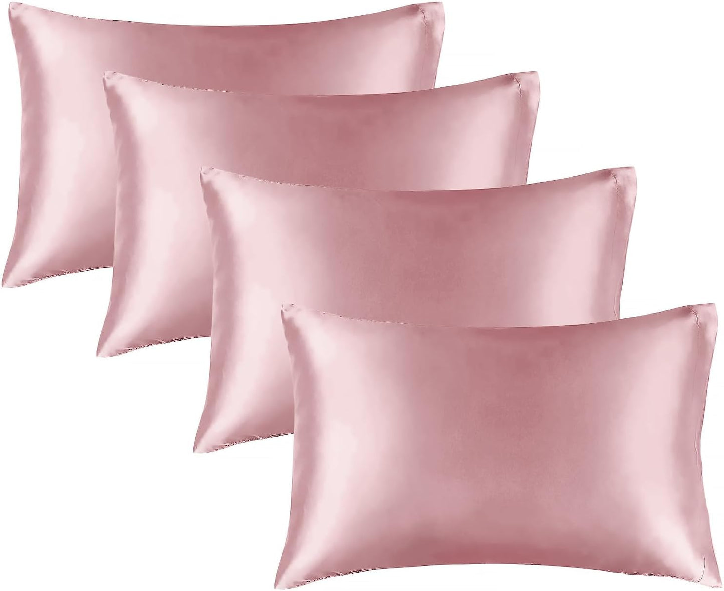 BEDELITE Satin Pillowcase for Hair and Skin, Super Soft Similar to Silk Pillow Cases 4 Pack with Envelope Closure, Cooling Pillowcases for Women Men (20"x26" Standard Size, Nostalgia)