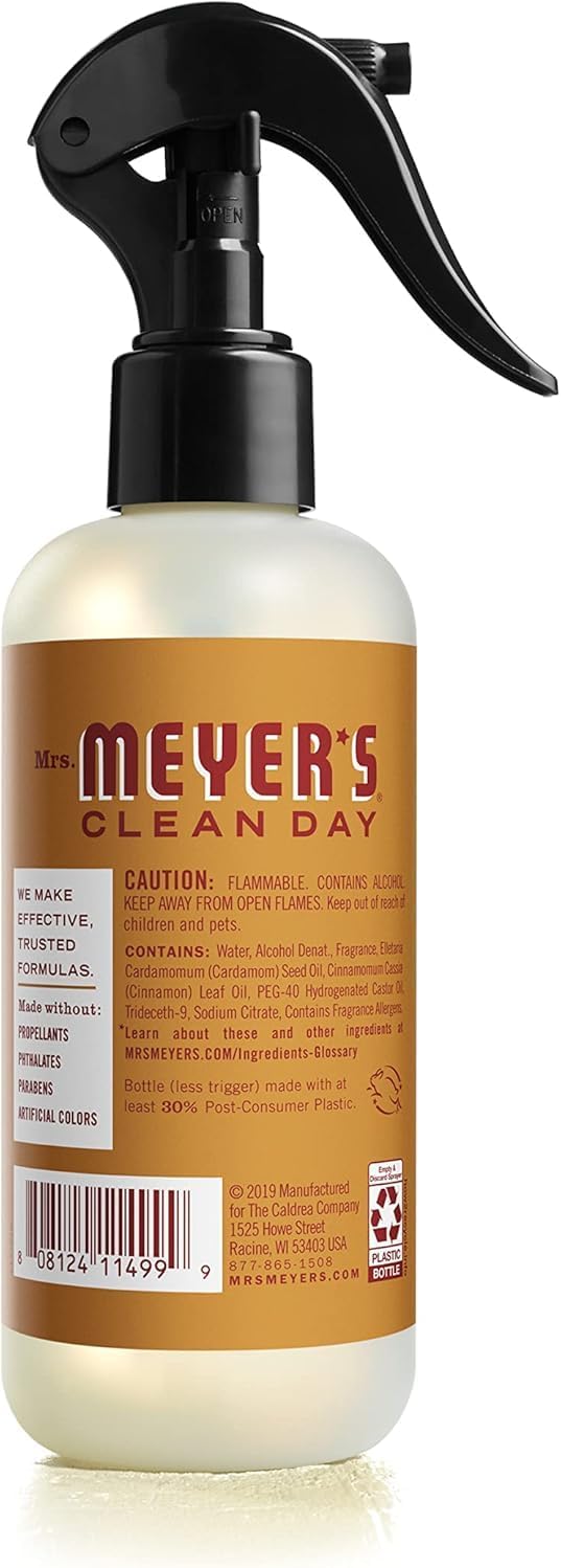 MRS. MEYER'S CLEAN DAY Room and Air Freshener Spray, Non-Aerosol Spray Bottle Infused with Essential Oils, Apple Cider, 8 fl. oz