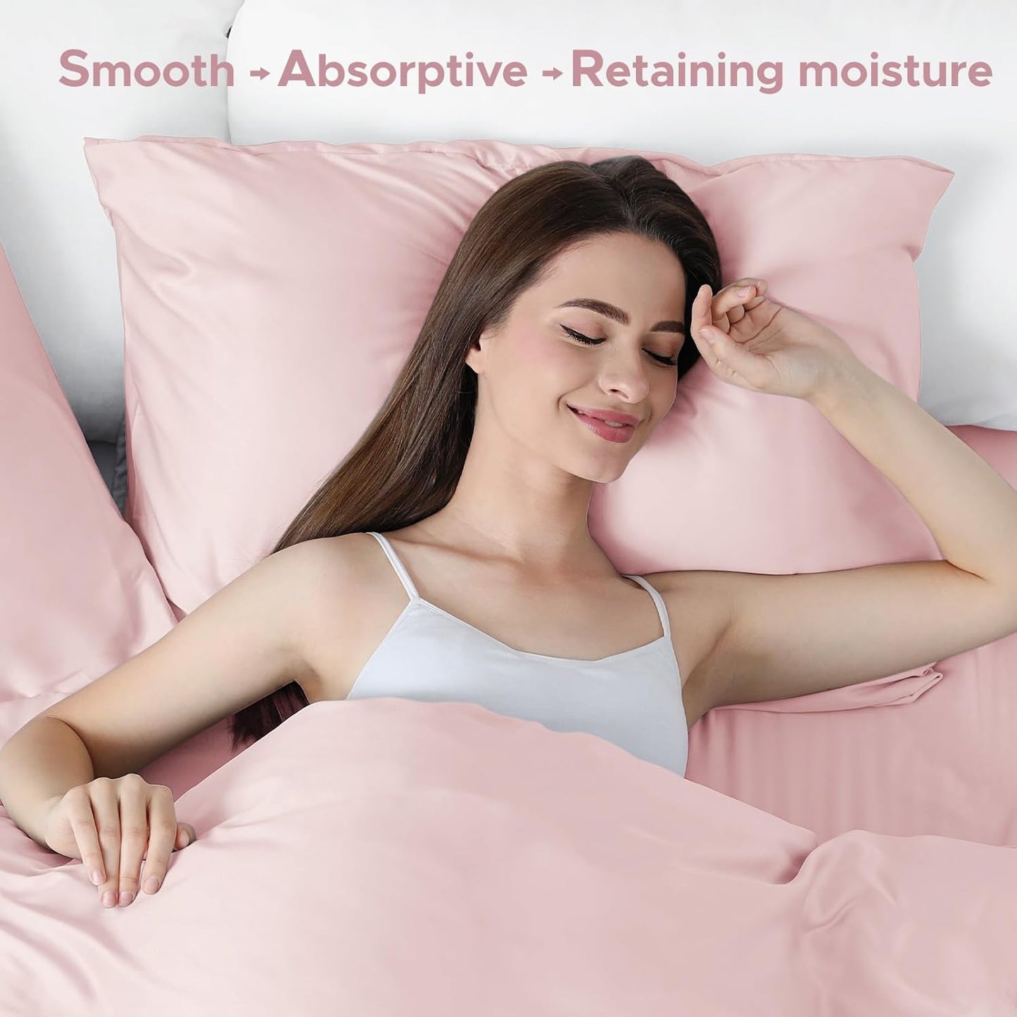 100% Pure Mulberry Silk Pillowcase for Hair and Skin - Allergen Resistant Dual Sides,600 Thread Count Silk Bed Pillow Cases with Hidden Zipper,1pc,King Size,Pink