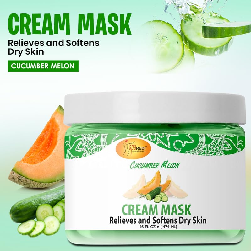 SPA REDI - Body and Foot Cream Mask, Cucumber and Melon, 16 Oz - Pedicure Massage for Tired Feet and Body, Hydrating, Fresh Skin - Infused with Hyaluronic Acid, Amino Acids, Panthenol