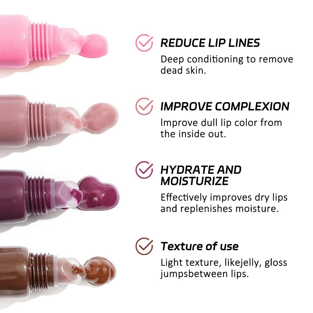 1Pcs Tinted Lip Balm Serum Makeup, Squeeze Hydrating Tint Lips Balms Serum Cosmetic, Women Care Glossy Nourishing Plumping Lip Stain Gloss Lipstick, Suitable for dry lips, Long-Lasting Color 06