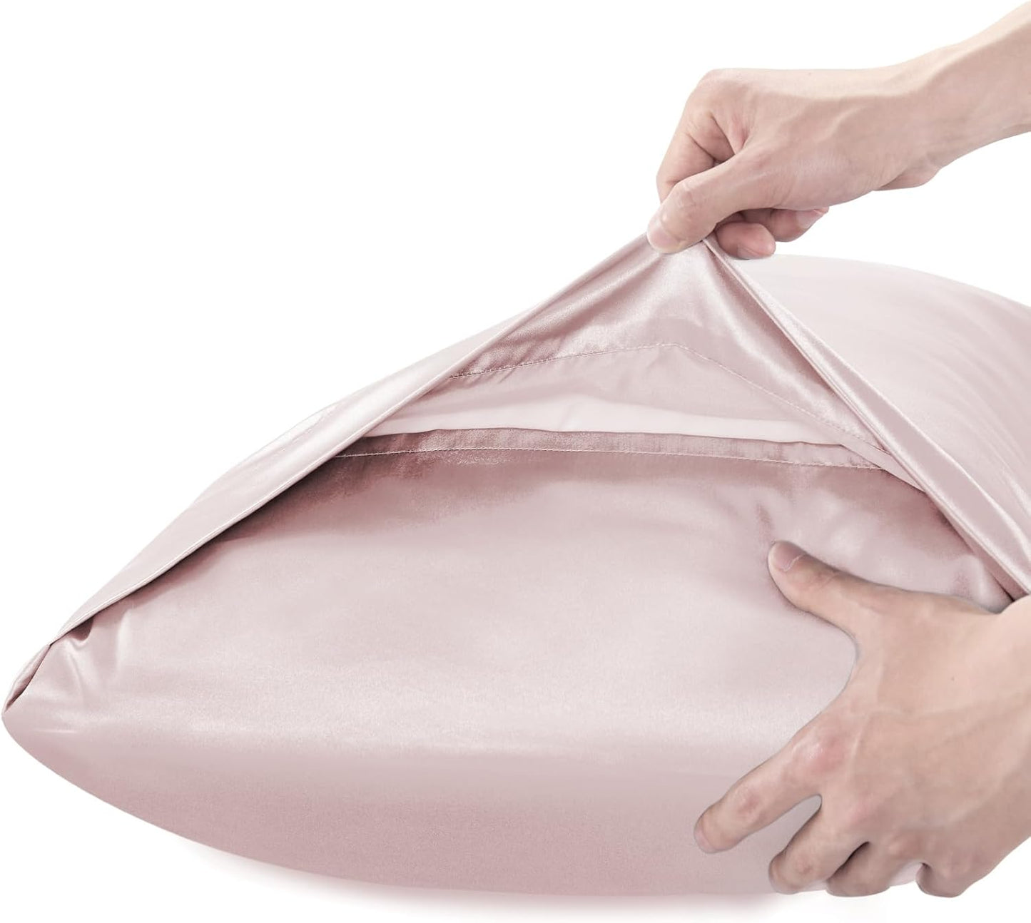 BEDELITE Satin Body Pillow Cover 2 Pack, Super Soft and Cooling Body Pillow Pillowcase for Hair and Skin, Breathable Silky Full Long Pillowcase Cover(20"x54", Lotus Pink)