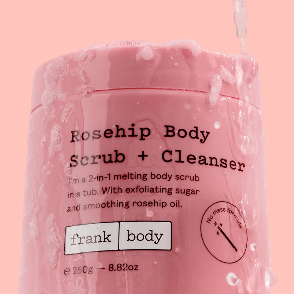 frank body Rosehip Body Scrub & Cleanser | Fades Marks & Softens Skin |Exfoliating Body Scrub | With Rosehip Oil, Coffee Seed Extract & Lavender Oil | Vegan & Cruelty Free | 250g / 8.82 oz