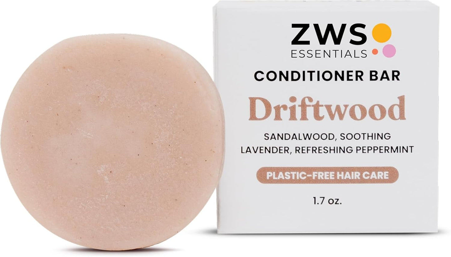 Driftwood Conditioner Bar, Vegan Solid Hair Conditioner for Oily Hair, Dandruff & Scalp Care, with Sandalwood, Lavender, Peppermint, Zero Waste, Travel-Friendly