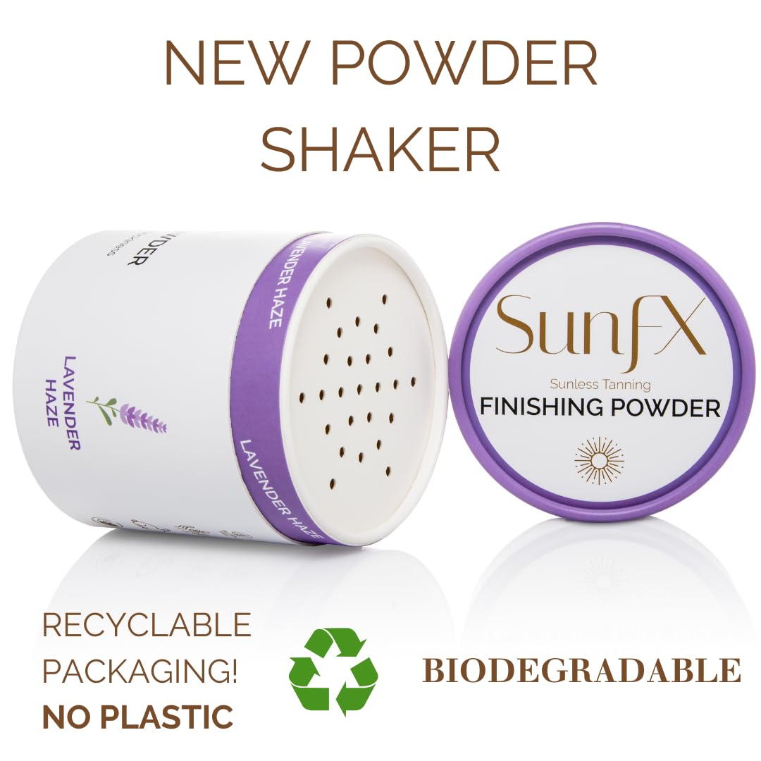 SunFX Post Spray Tan Translucent Finishing Powder | Talc Free | Sunless Tanning Setting Powder | Shimmer | (4.00 Ounce (Pack of 1), Lavender Haze)