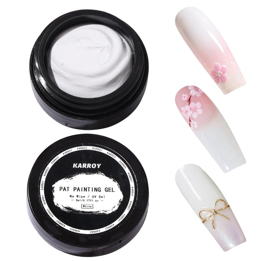 Sponge Pat Paint Nail Gel, Blending Colors Ombre Nails Gradient Gel Nail Blush Blooming Aura Nails Drawing Stripper Floral Painting Nail Art, No Wipe, UV/LED Curing 5ml 1PC (White)