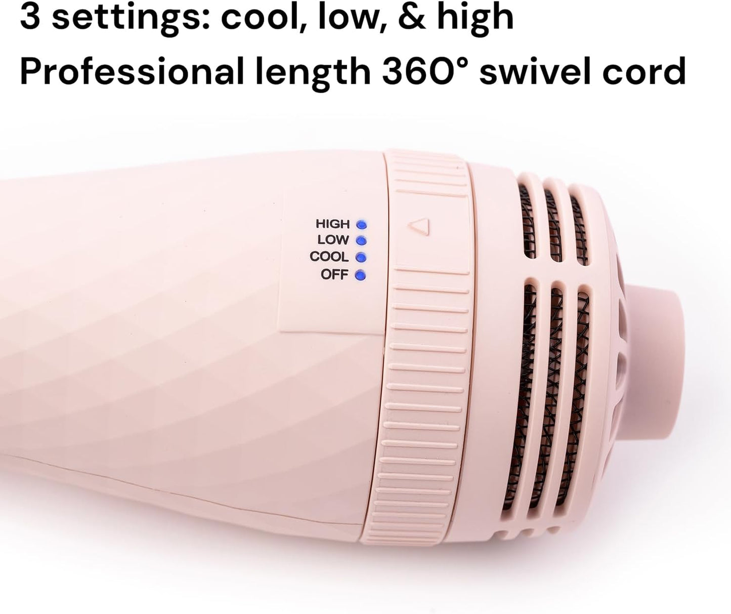 L'ANGE HAIR Le Volume 2-in-1 Titanium Blow Dryer Brush | Hot Air Brush for Hair Drying & Styling | Ionic Oval Barrel for Smooth, Frizz-Free Volume | (Blush – 75mm)
