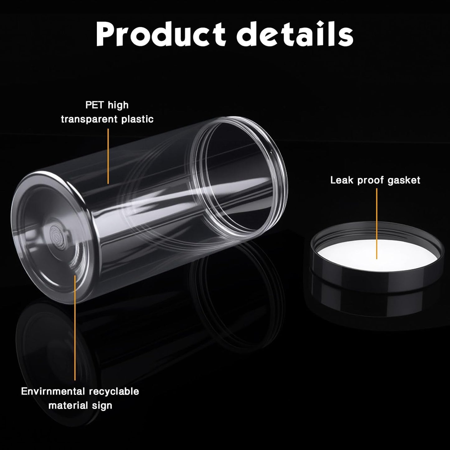 SATINIOR 12 Pack 32 oz Plastic Container Jars with Lids Round Clear Travel Cosmetic Container Slime Jars for Toiletries, Lotion, Cream, Ointments, Makeup, Rhinestone, Samples, Kitchen Storage(Black)