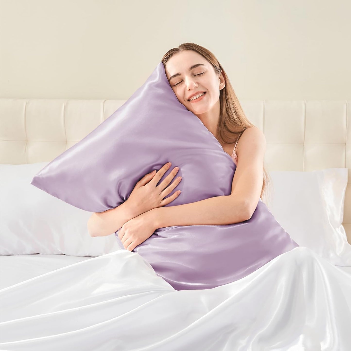 BEDELITE Satin Body Pillow Cover, Super Soft and Cooling Body Pillow Pillowcase for Hair and Skin, Breathable Silky Full Long Pillowcase Cover(20"x54", Lavender)