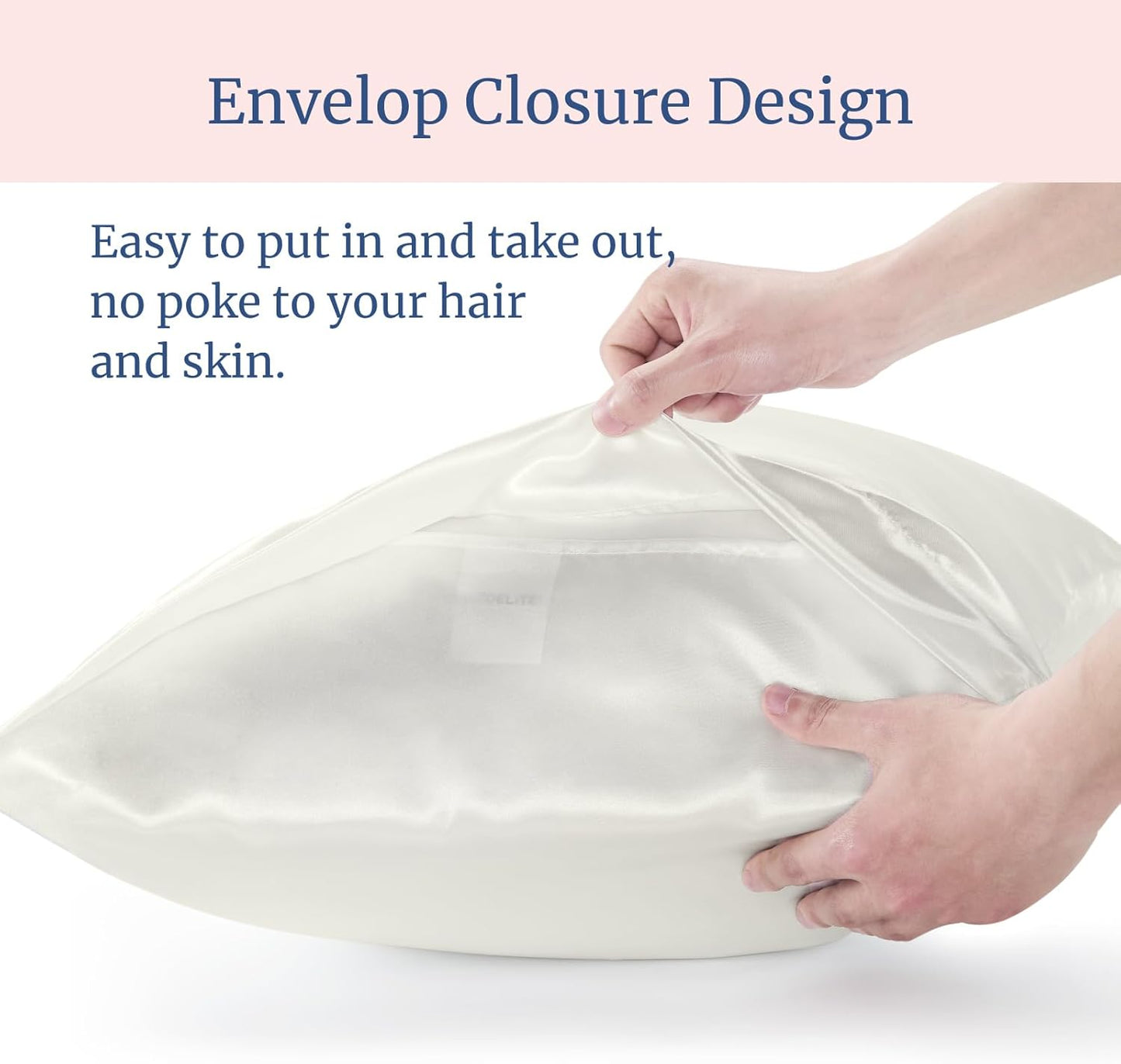 BEDELITE Satin Pillowcase for Hair and Skin, Super Soft and Cooling Similar to Silk Pillow Cases 2 Pack with Envelope Closure, Gift for Women Men(20"x36" King Size, Ivory)