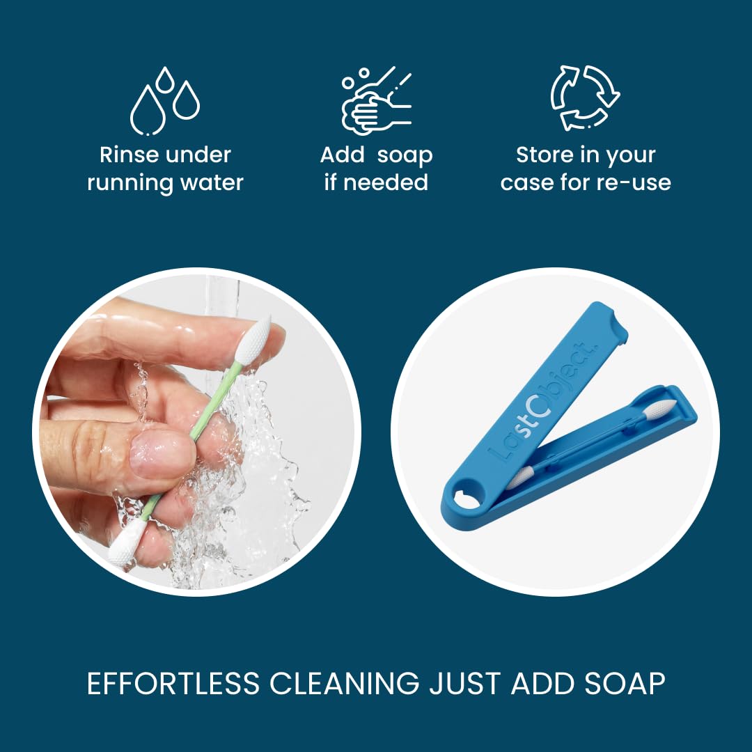 LastSwab® Reusable Cotton Swabs for Gentle and Eco-Friendly Beauty Routines - The Sustainable Alternative to Single-Use Q Tips - Zero Waste & Easy to Clean - Comes with a Convenient Travel Case Holder