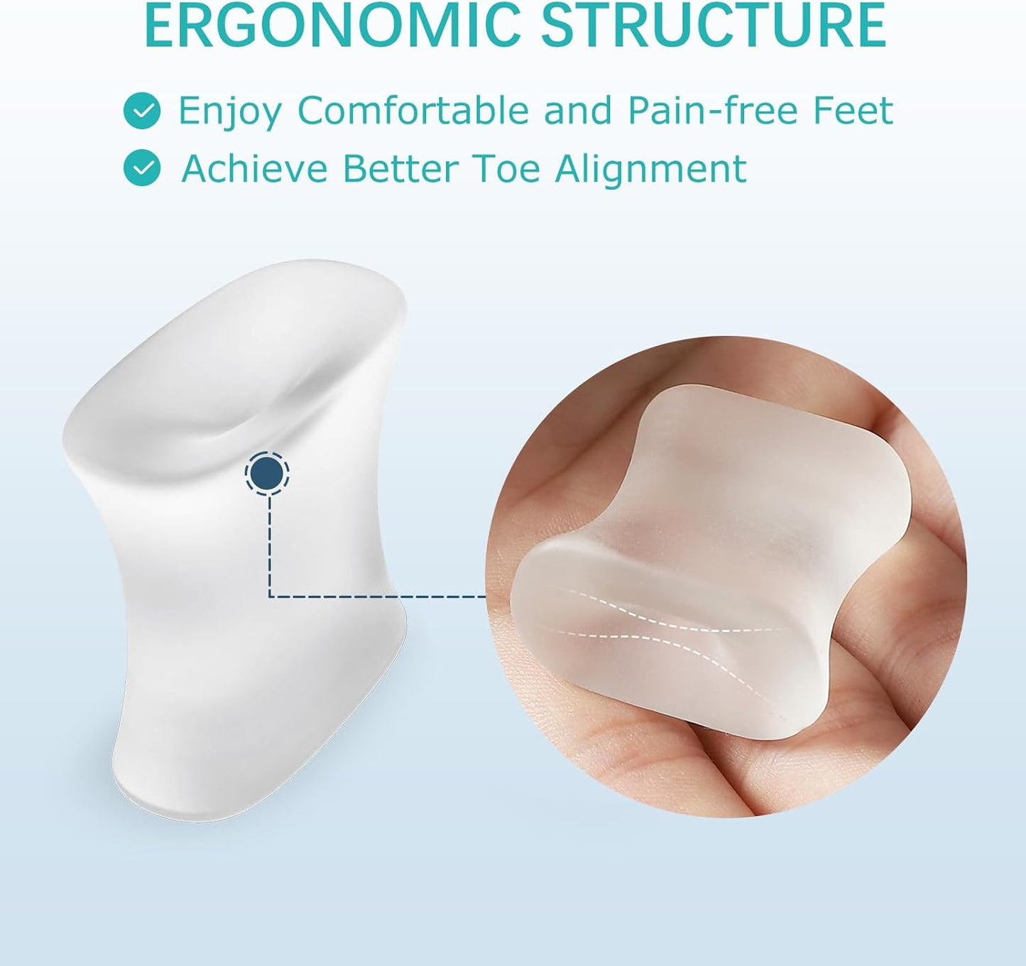 Upgraded Gel Toe Separators - 12 Pack Aloe Vera Extract Infused Silicone Toe Spacers for Straightening Overlapping Toes, Bunions, Calluses – Bunion Corrector for Men and Women(Small Size)