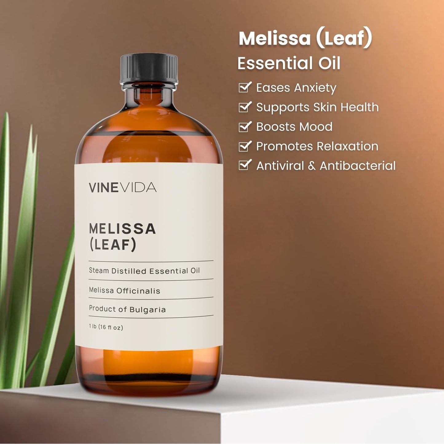 VINEVIDA 16 oz Melissa Essential Oil - Undiluted Oil for Soap Making and Candlemaking - DIY Scent for DIY Candle and Bulk Orders