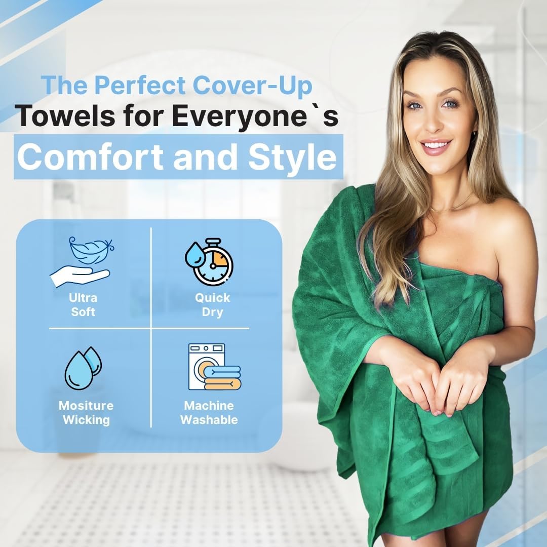 Infinitee Xclusives 100% Cotton Luxury Bath Towels Set of 2 (27x54 Inches) (Vivid Green, Bath Towels - Pack 2)