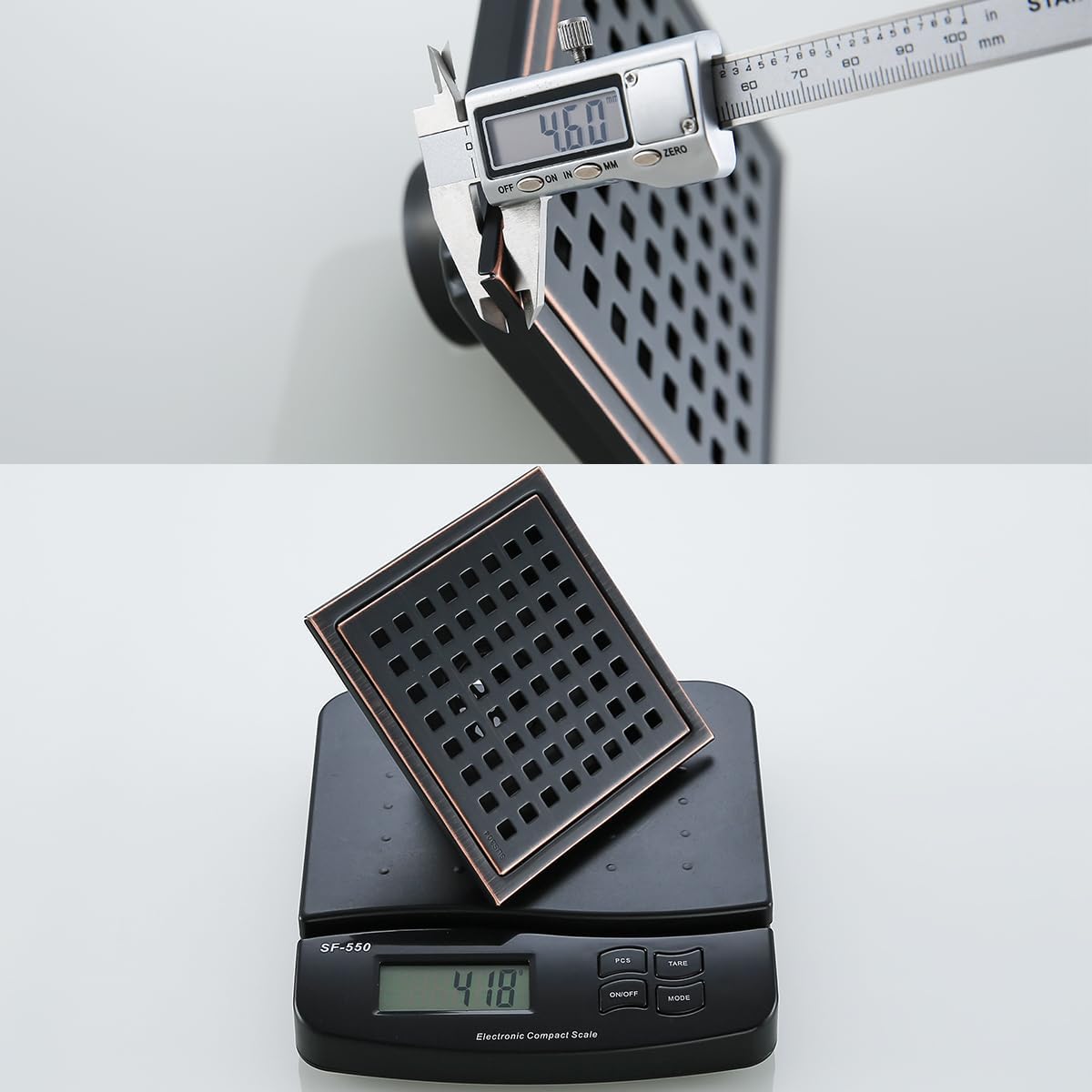 RANDOM Oil Rubbed Bronze Shower Drain Square 6 Inch Shower Floor Drain Grate & Removable Hair Strainer 304 Stainless Steel Shower Drain Cover Bathroom Accessories.RD98738-ORB