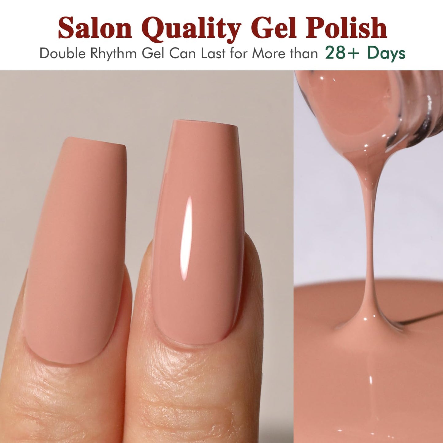 Double Rhythm Gel Polish Set of 6 Colors Baby Light Pastel Milky Gel Polish Starter Kit Art DIY Salon Home (Natural Neutral Nude Pink,Kit 28)