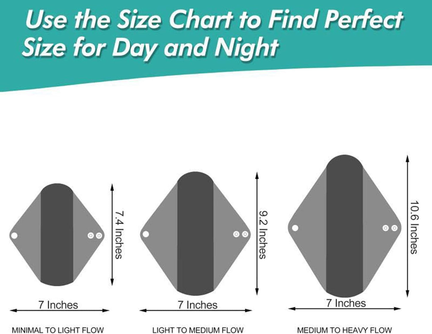 Leekalos Reusable Bamboo Menstrual Cloth Pads - Light Incontinence Pads - Pack of 6, 1 Cloth Mini Wet Bag