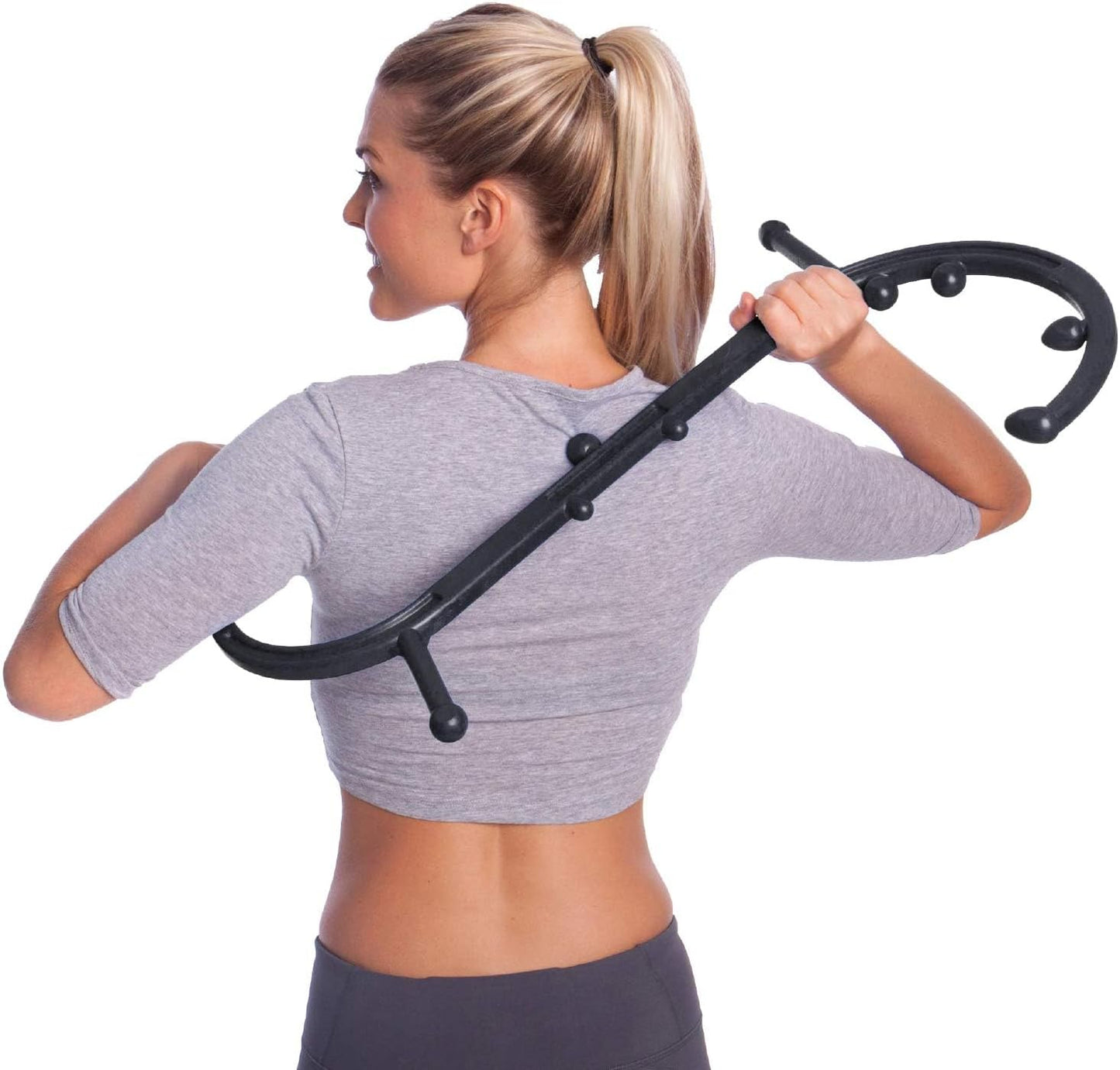 Body Back Buddy Classic USA Made Handheld Massage Cane - Full Body Trigger Point Tool for Deep Tissue Pain Relief - Dual Hooks for Back, Shoulder, Neck - (2.0 Black)