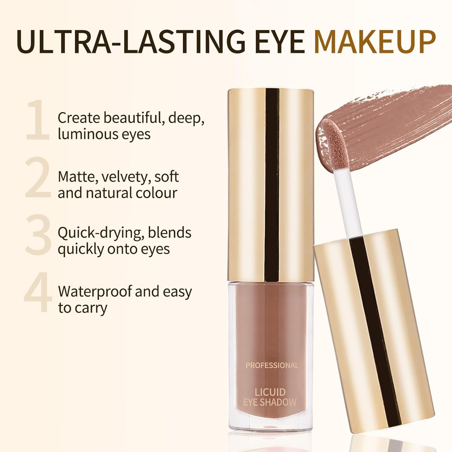 Boobeen Liquid Matte Eyeshadow, Long Lasting Waterproof Liquid Eye Shadow, Velvet Matte Cream Eyeshadow, Neutral Nude Eye Shadow Makeup