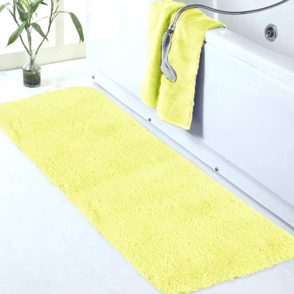 Walensee Large Bathroom Rug (24 x 72, Yellow) Extra Soft and Absorbent Shaggy Bath Rug Machine Washable Microfiber Bath Mat Non Slip Bath Mat, Luxury Bathroom Floor Mats