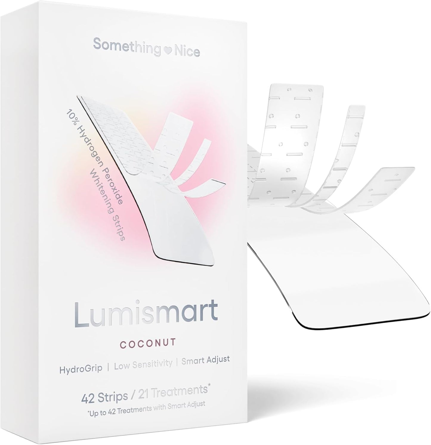 Something Nice Lumismart Whitening Strips - Dentist-Designed, Enamel Safe, up to 42 Treatments with Smart Adjust - Teeth Whitening Strips in Coconut for Sensitive Teeth