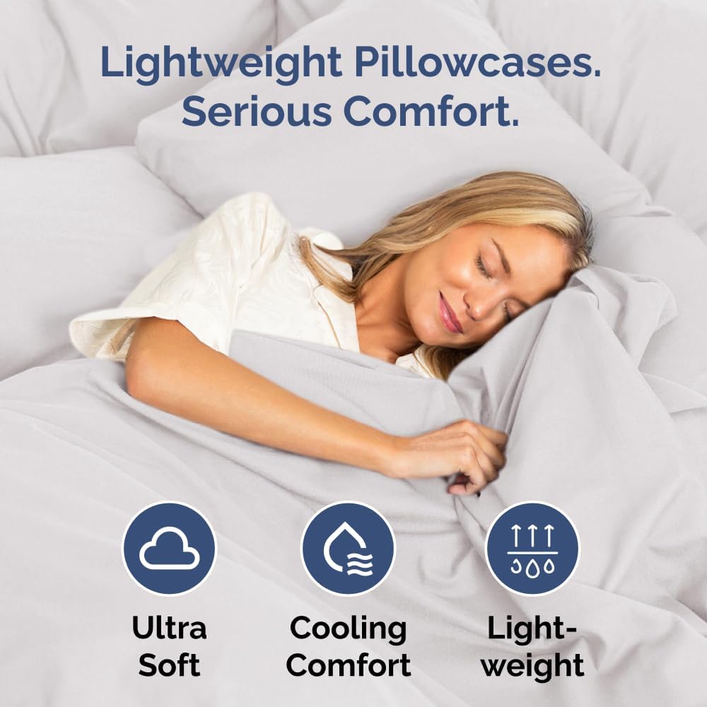 Queen Pillow Cases Set of 2 - Ultra Soft Hotel Quality Pillowcase Covers - Comfy, Cozy & Wrinkle Free - Shrinkage and Fade Resistant - Machine Washable Pillow Protectors - 2 Piece Set - French Grey