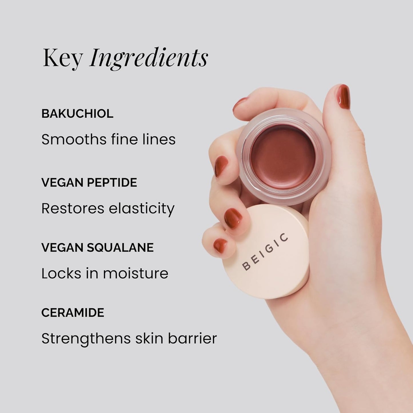 BEIGIC Flush Lip & Cheek Balm - Vegan Buildable & Blendable Multiuse Balm | Natural Flush & Glow | Glowy Blush for Cheeks | Dewy Korean Make Up Cream Blush | 01 Tulle - Peach Coral, 0.14 fl.oz