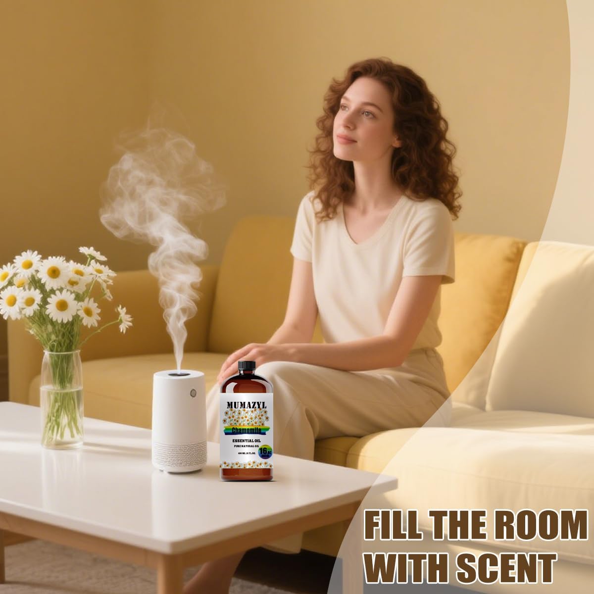 Chamomile Essential Oil, Chamomile Oil 16 Fl Oz 480ML for Diffuser Humidifier Yoga Cleaning DIY Candle Soap Making Essential Oils