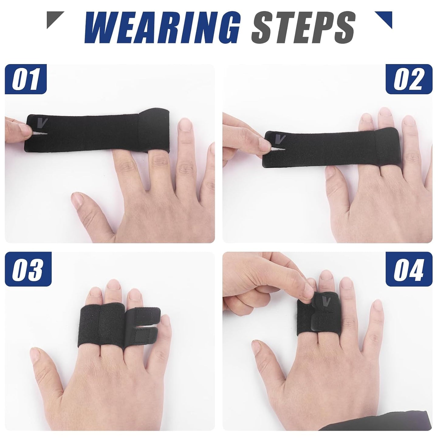 Finger Splint (No Metal Support), 2PCS Lightweight OK Cloth Finger Buddy Straps/Wraps for Arthritis, Tendonitis & Pain Relief, Adjustable Tape & Compression for Sports Injury Relief (Basketball, Tennis, Volleyball, Badminton, Golf) – Double Design - L