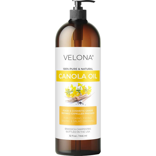 velona Canola Seed Oil 32 fl oz | 100% Pure and Natural Carrier Oil | Refined, Expeller pressed | Cooking, Dressing, Skin, Face, Body, Hair Care | Use Today - Enjoy Results