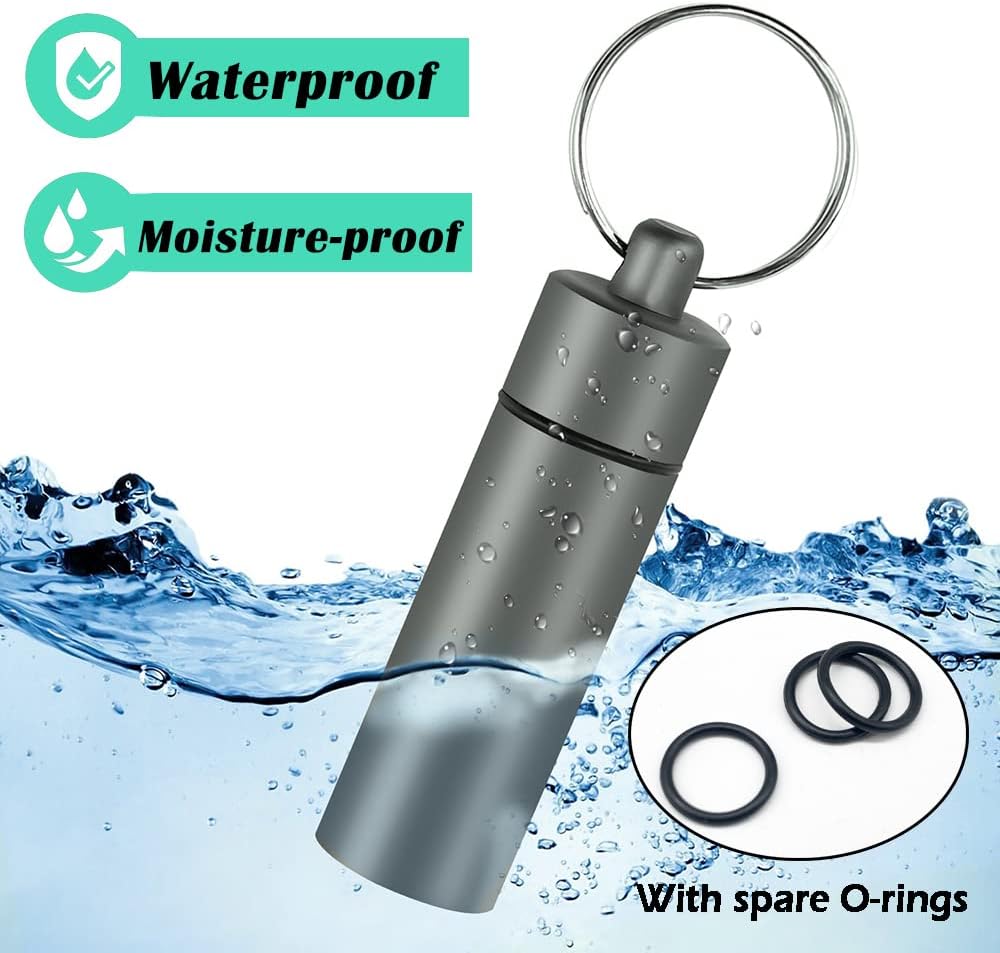 3 Packs Keychain Pill Holder, EFFIET Waterproof Pill Fob Case Box Outdoor Container for Emergency Medicine Drugs, Foam Earplug Storage Case with Ear Plugs (Silver-Matt-Black)