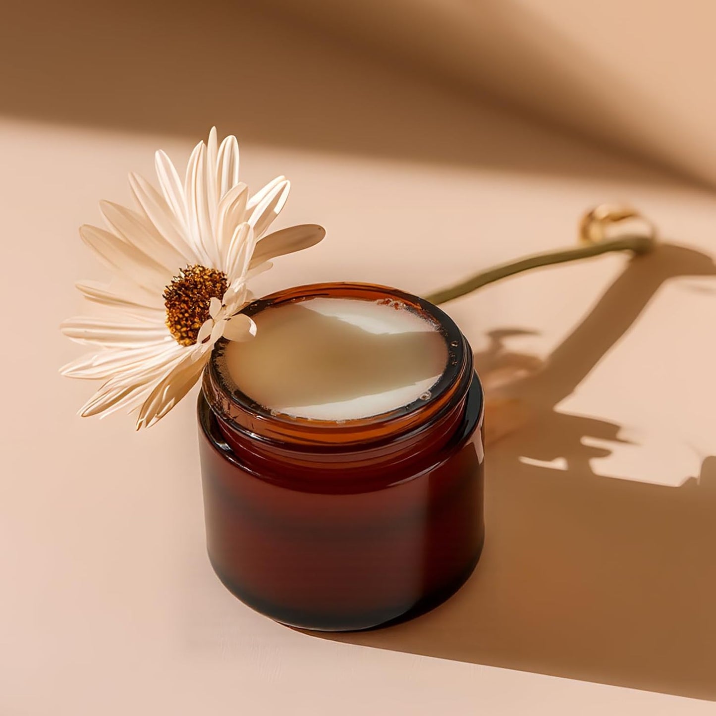 2oz Jars with Lids, HOA Kinh 3 Pack Amber Glass Jars with Lids Empty Cosmetic Containers Round Airtight Glass Jar with Black Lid for Storing Lotions Powders Ointments