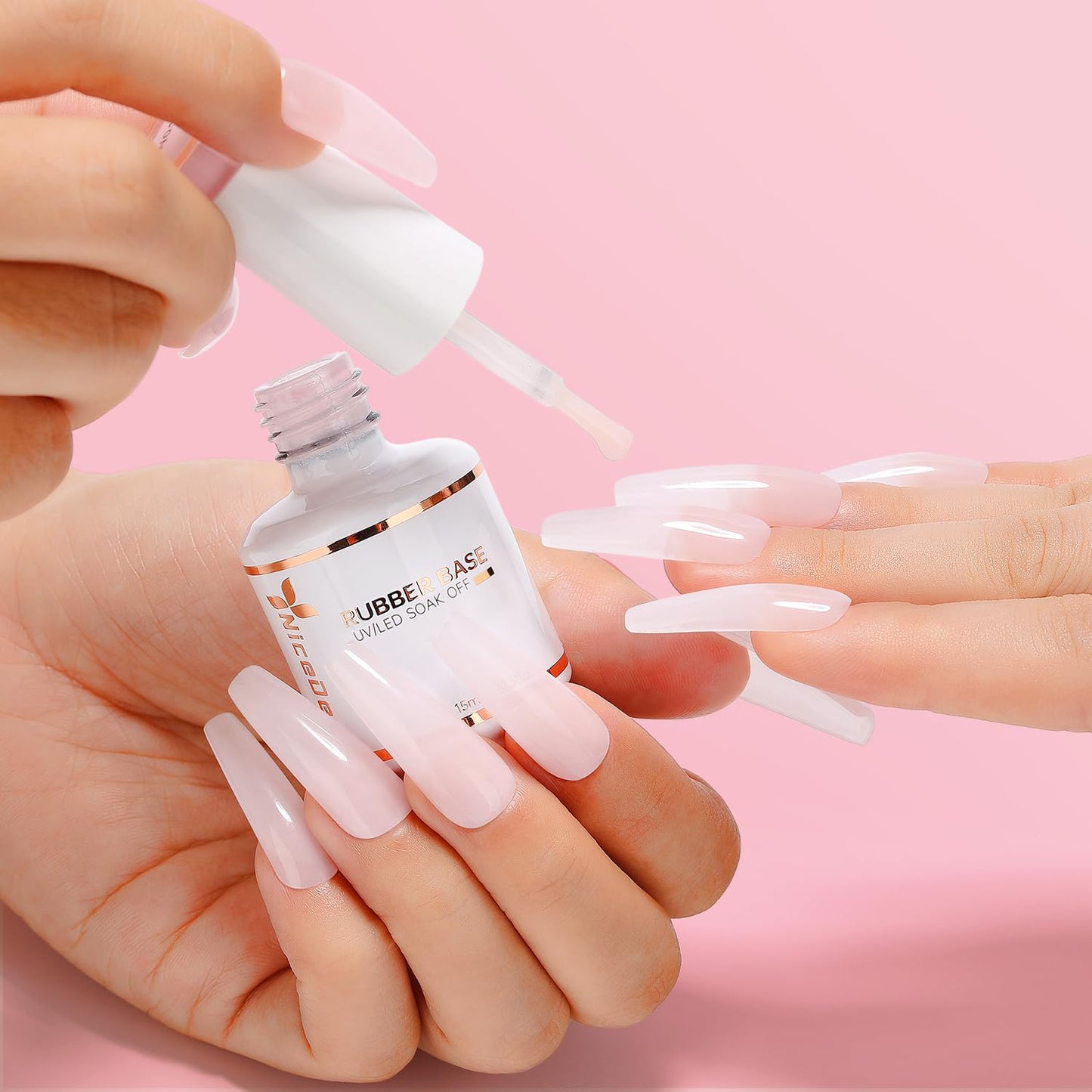 Nicedeco Hema Free Clear Rubber Base Gel Polish for Nails U V Cruelty Free Vegan Color Base Gel Nail Polish 15ML