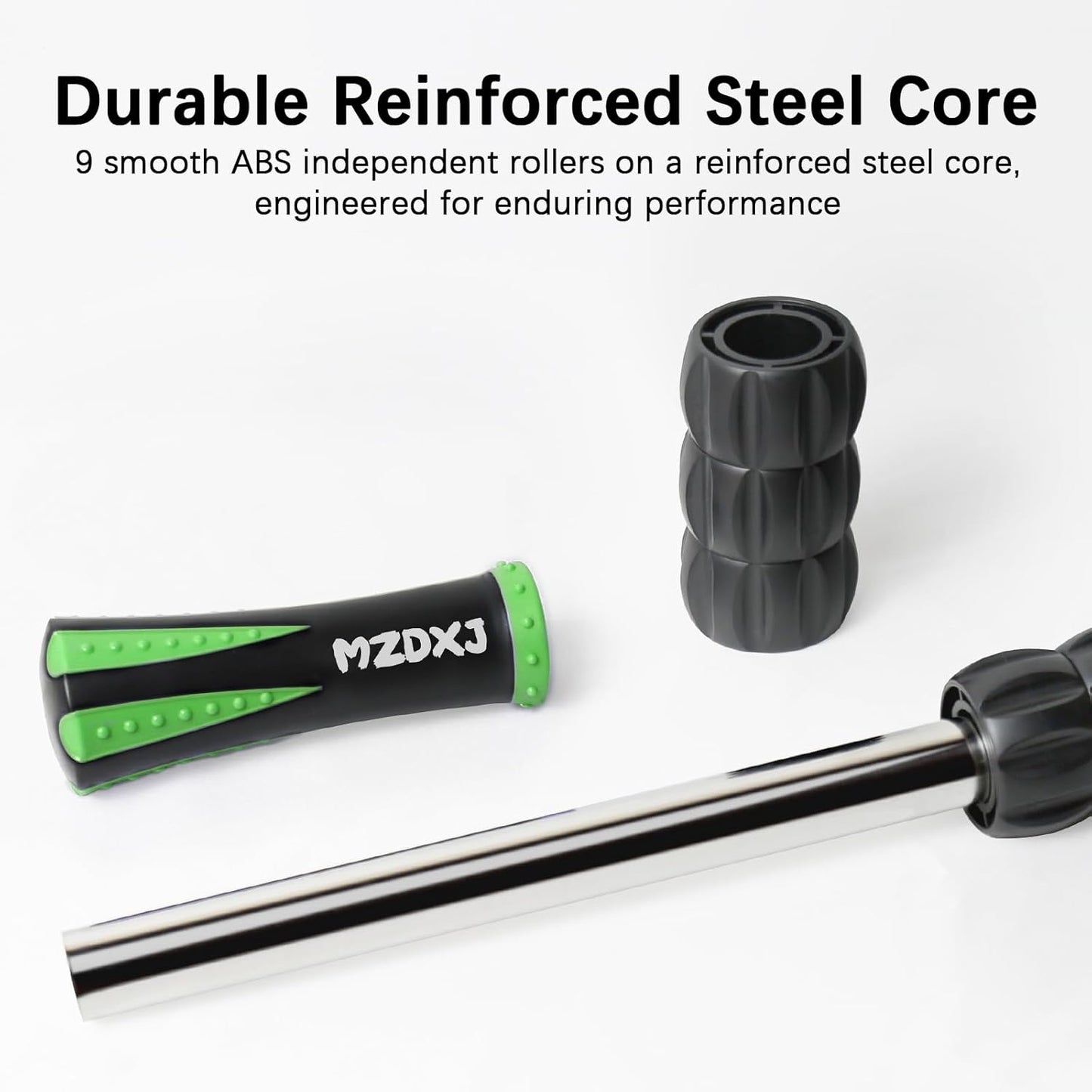 Muscle Roller Stick for Athletes - Deep Tissue Fascia Blaster & Roller Massager for Myofascial Pain Relief - Body-Building Apparatus (Green black-18 inch)