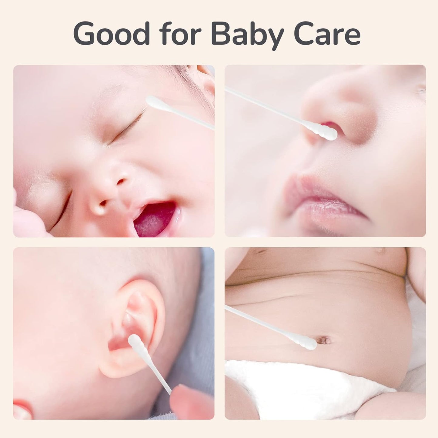 Baby Cotton Swabs 420 Count, Cotton Swabs For Personal Hygiene, Baby Safe Tips For Ear and Nose Clean With Biodegradable & Organic Cotton Buds, Double Tipped Safety Sticks, 100% Eco-Friendly