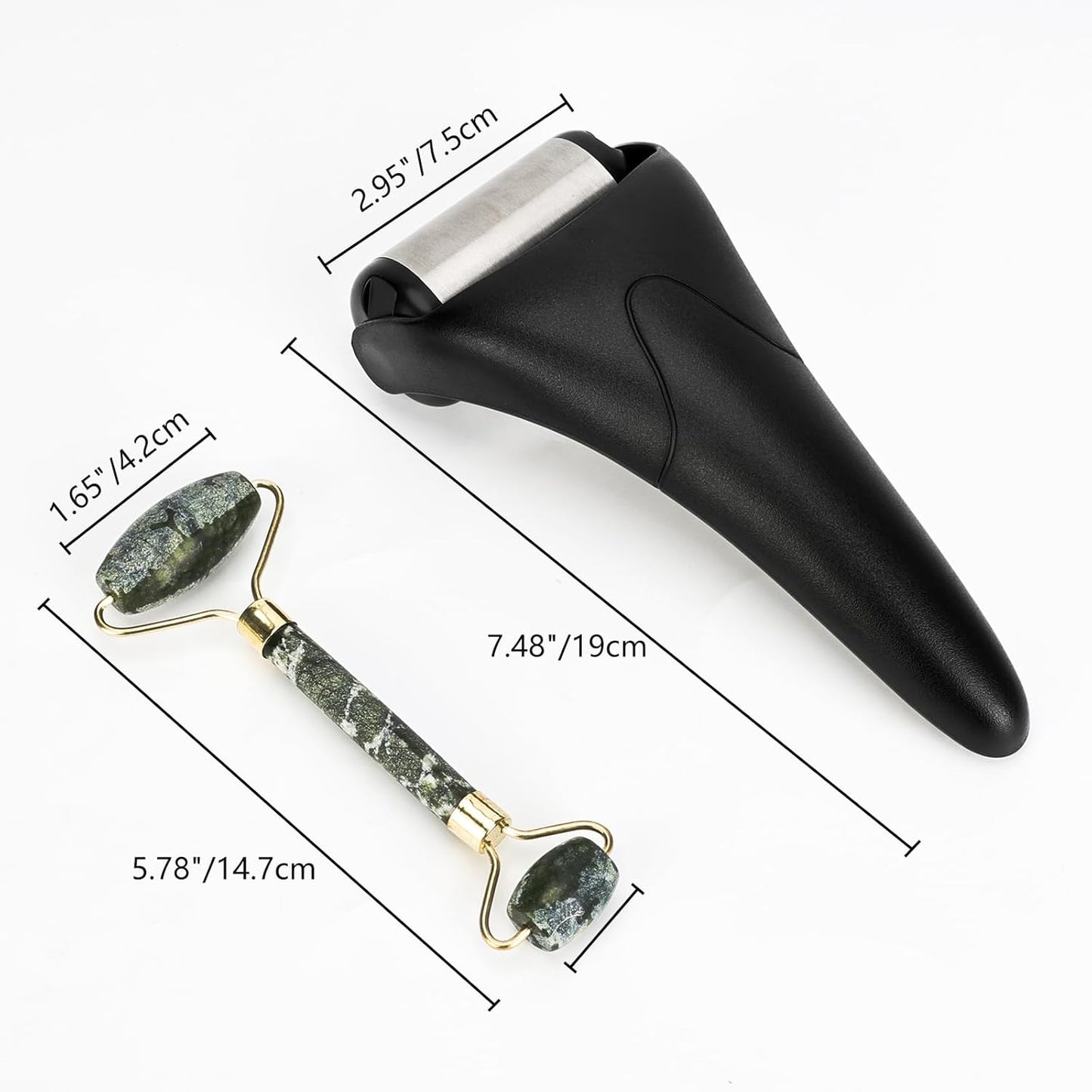 Stainless Steel Ice Roller for Face & Eye, Puffiness Migraine Pain Relief, Face Massager Jade Face Roller Skin Care Tools Self Care Gift Manual for Men Women