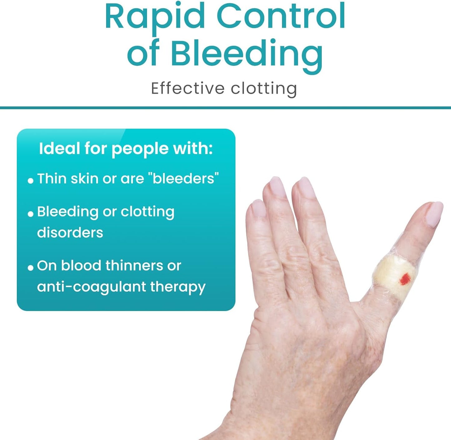 ViveCare Hemostatic Gauze (2"x2") - Quick Clot Dressing to Stop Bleeding - Wound Clotting Bandage Pads for First Aid Kit - Healing for Cuts, Abrasions, Lacerations - Product Made with Chitosan