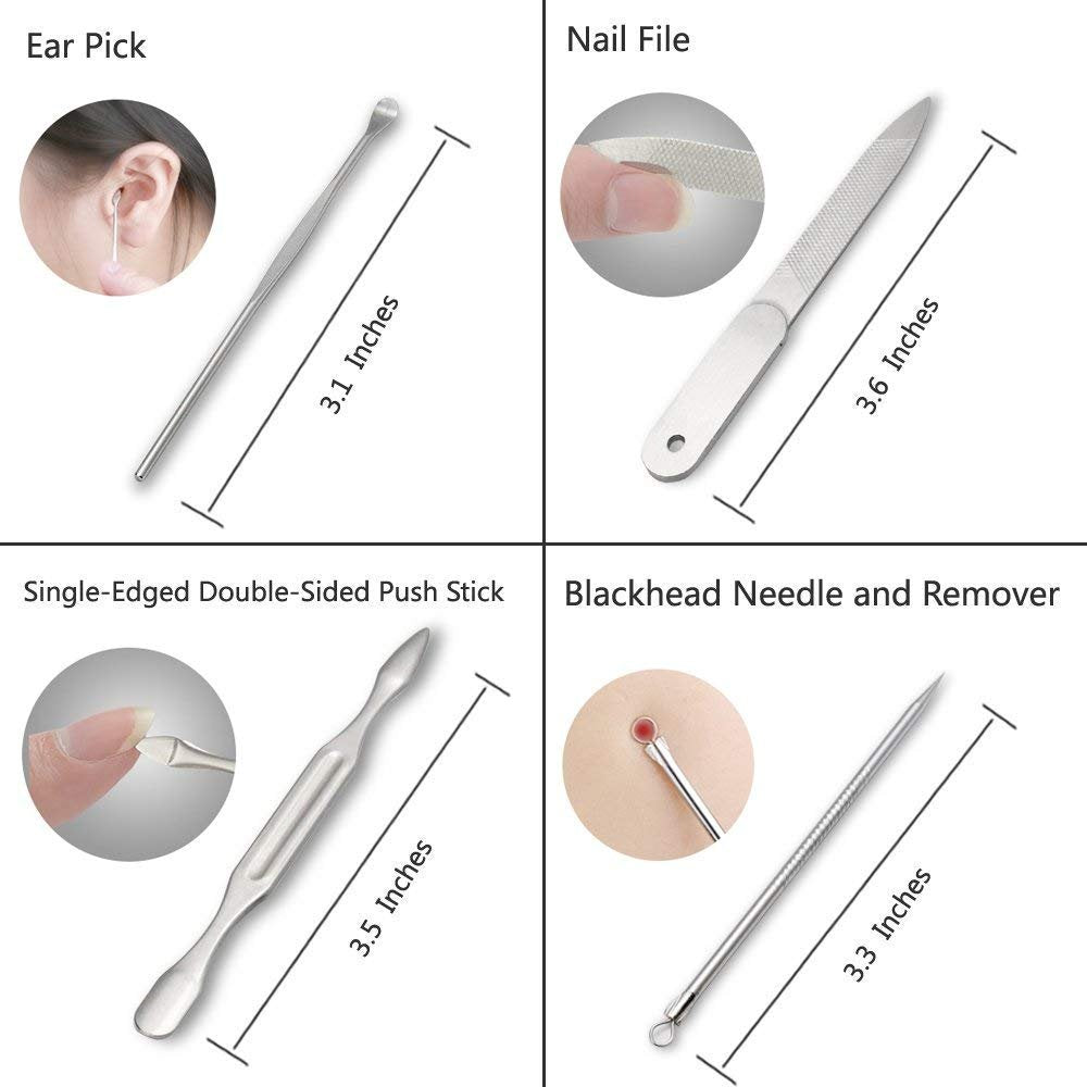 ZIZZON Professional Nail Care kit Manicure Grooming Set with Travel Case(Rose Gold)